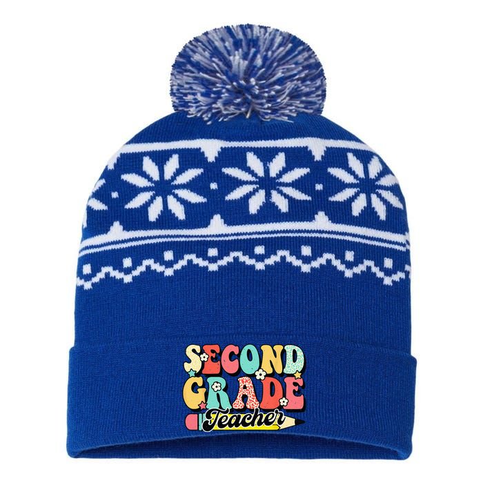 Retro Groovy Second Grade Teacher First Day 2nd Grade USA-Made Snowflake Beanie