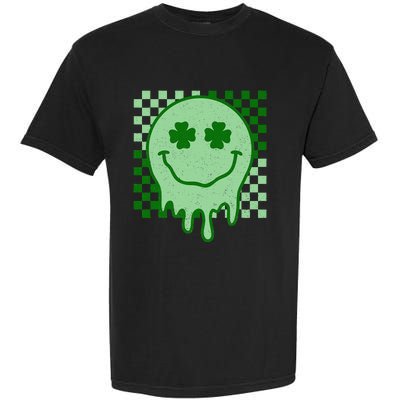 Retro Groovy St Patricks Day Hippie Smile Face Shamrock Garment-Dyed Heavyweight T-Shirt