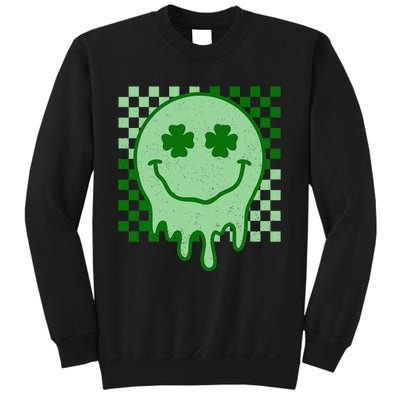 Retro Groovy St Patricks Day Hippie Smile Face Shamrock Sweatshirt