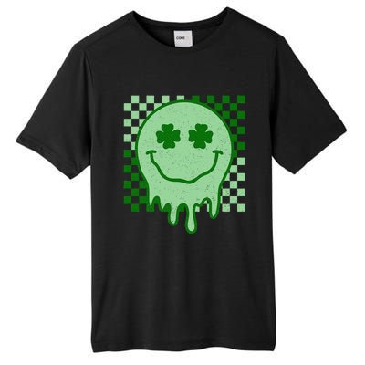 Retro Groovy St Patricks Day Hippie Smile Face Shamrock Tall Fusion ChromaSoft Performance T-Shirt