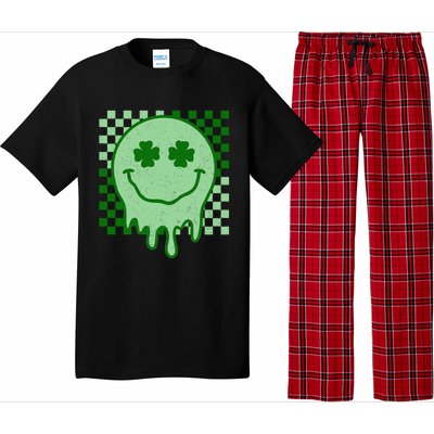 Retro Groovy St Patricks Day Hippie Smile Face Shamrock Pajama Set