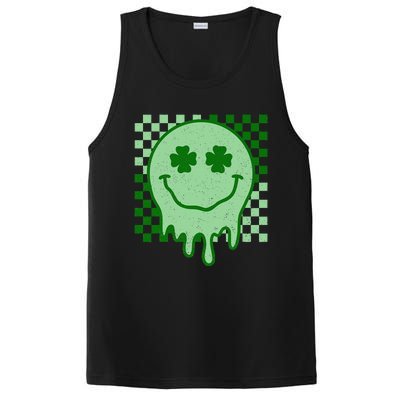 Retro Groovy St Patricks Day Hippie Smile Face Shamrock PosiCharge Competitor Tank