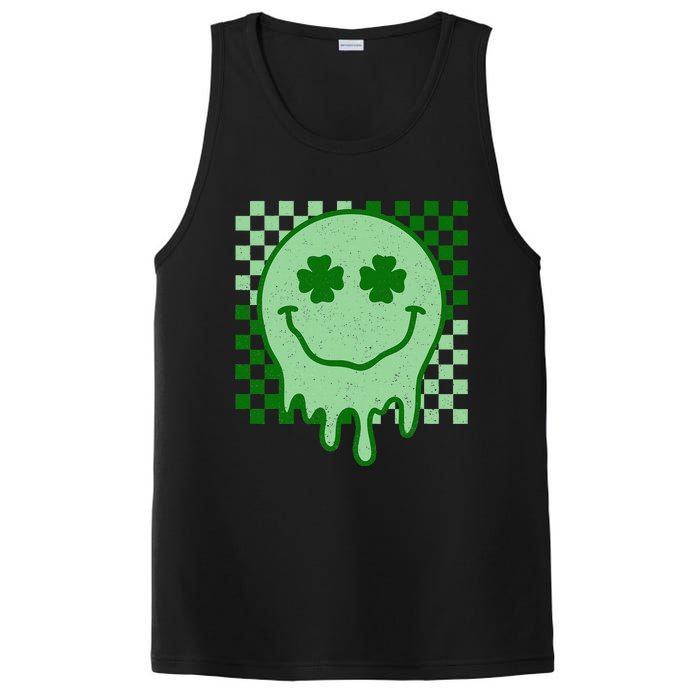 Retro Groovy St Patricks Day Hippie Smile Face Shamrock PosiCharge Competitor Tank