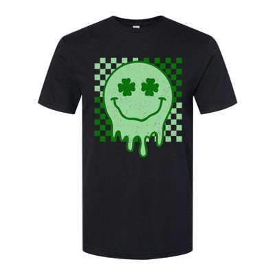 Retro Groovy St Patricks Day Hippie Smile Face Shamrock Softstyle CVC T-Shirt