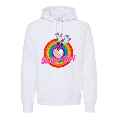 Roller Girl Skater Skating Retro Vintage 70s 80s Skates Premium Hoodie