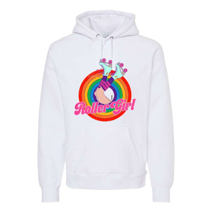 Roller Girl Skater Skating Retro Vintage 70s 80s Skates Premium Hoodie