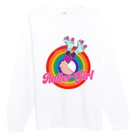 Roller Girl Skater Skating Retro Vintage 70s 80s Skates Premium Crewneck Sweatshirt