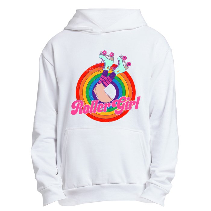 Roller Girl Skater Skating Retro Vintage 70s 80s Skates Urban Pullover Hoodie