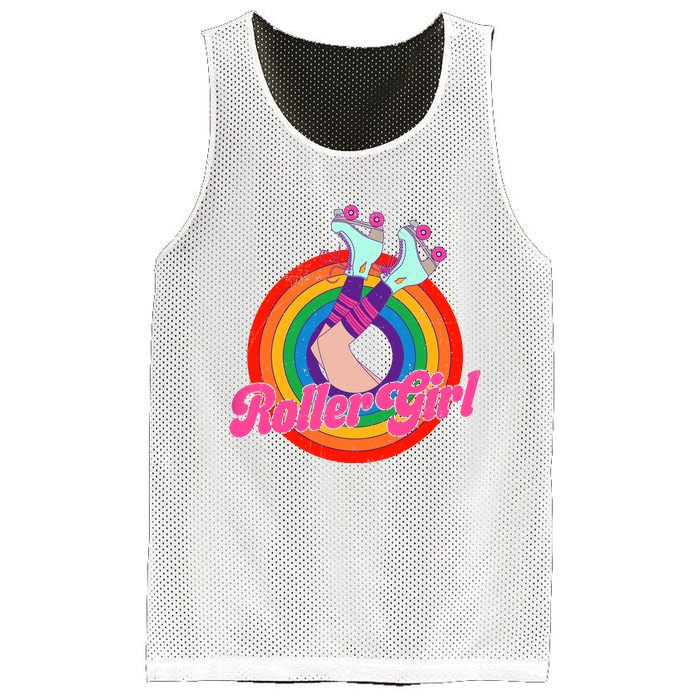 Roller Girl Skater Skating Retro Vintage 70s 80s Skates Mesh Reversible Basketball Jersey Tank