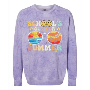 Retro Groovy School's Out For Summer Graduation Teacher Colorblast Crewneck Sweatshirt