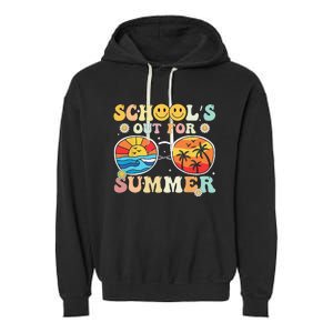 Retro Groovy School's Out For Summer Graduation Teacher Garment-Dyed Fleece Hoodie