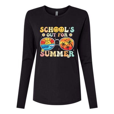 Retro Groovy School's Out For Summer Graduation Teacher Womens Cotton Relaxed Long Sleeve T-Shirt