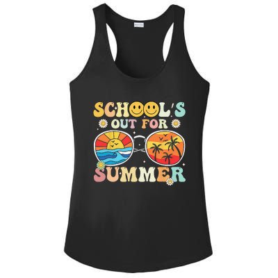 Retro Groovy School's Out For Summer Graduation Teacher Ladies PosiCharge Competitor Racerback Tank