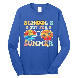 Retro Groovy School's Out For Summer Graduation Teacher Long Sleeve Shirt