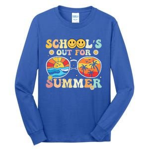 Retro Groovy School's Out For Summer Graduation Teacher Tall Long Sleeve T-Shirt