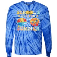 Retro Groovy School's Out For Summer Graduation Teacher Tie-Dye Long Sleeve Shirt