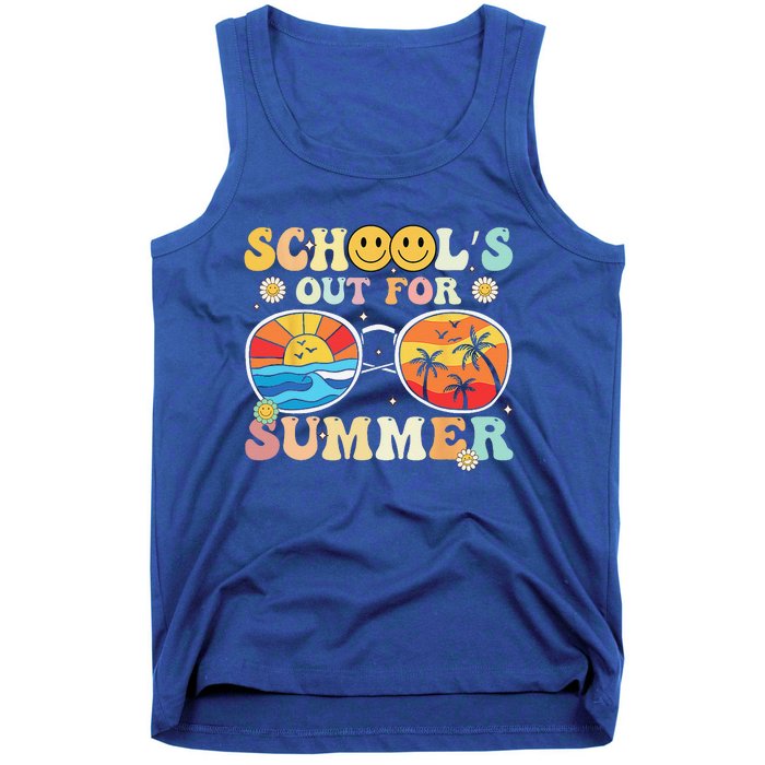 Retro Groovy School's Out For Summer Graduation Teacher Tank Top