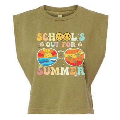 Retro Groovy School's Out For Summer Graduation Teacher Garment-Dyed Women's Muscle Tee