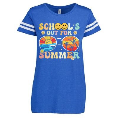 Retro Groovy School's Out For Summer Graduation Teacher Enza Ladies Jersey Football T-Shirt