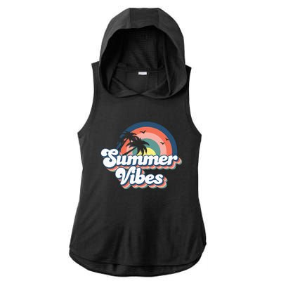 Retro Groovy Summer Vibes For Women Men Kids Summer Vacation Ladies PosiCharge Tri-Blend Wicking Draft Hoodie Tank