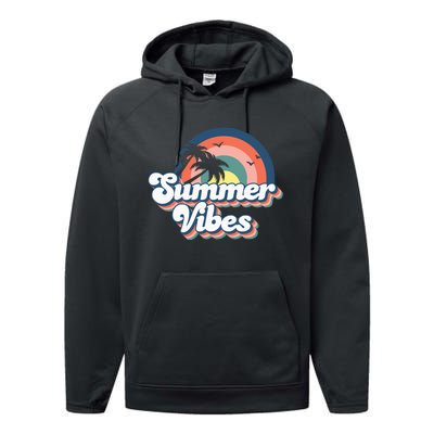 Retro Groovy Summer Vibes For Women Men Kids Summer Vacation Performance Fleece Hoodie