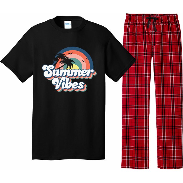 Retro Groovy Summer Vibes For Women Men Kids Summer Vacation Pajama Set