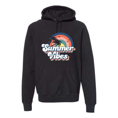 Retro Groovy Summer Vibes For Women Men Kids Summer Vacation Premium Hoodie