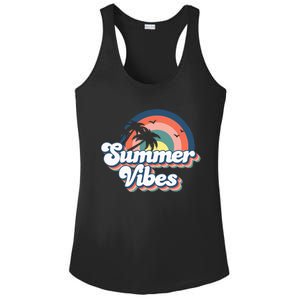 Retro Groovy Summer Vibes For Women Men Kids Summer Vacation Ladies PosiCharge Competitor Racerback Tank