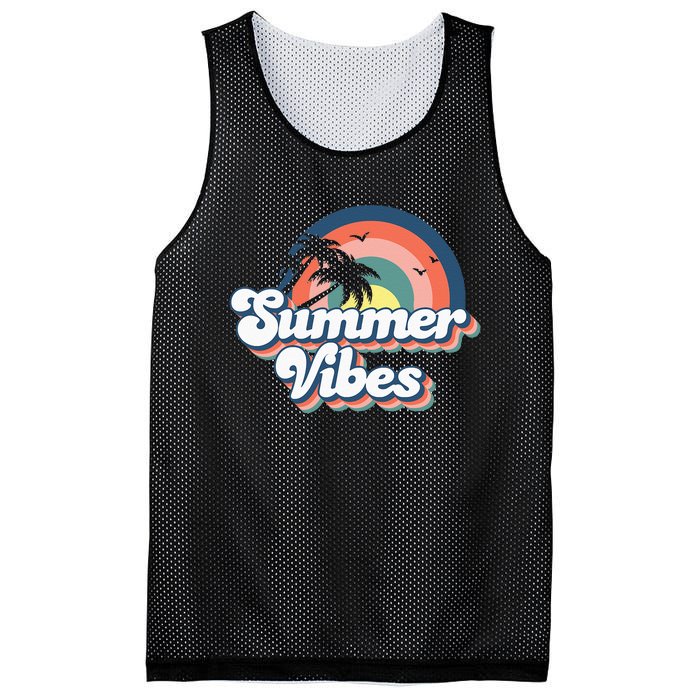 Retro Groovy Summer Vibes For Women Men Kids Summer Vacation Mesh Reversible Basketball Jersey Tank