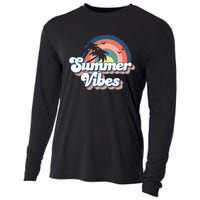 Retro Groovy Summer Vibes For Women Men Kids Summer Vacation Cooling Performance Long Sleeve Crew