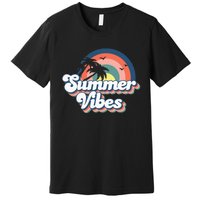 Retro Groovy Summer Vibes For Women Men Kids Summer Vacation Premium T-Shirt