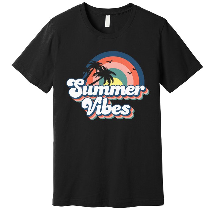 Retro Groovy Summer Vibes For Women Men Kids Summer Vacation Premium T-Shirt