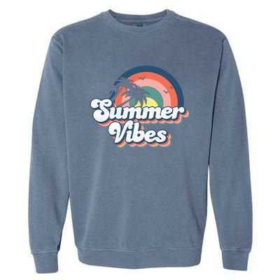 Retro Groovy Summer Vibes For Women Men Kids Summer Vacation Garment-Dyed Sweatshirt