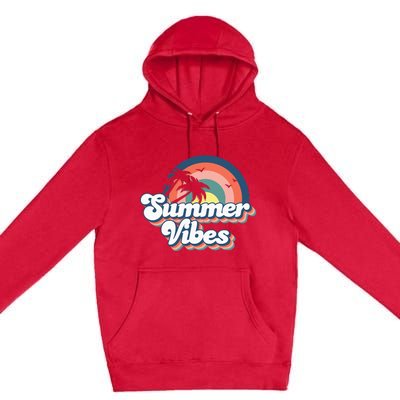 Retro Groovy Summer Vibes For Women Men Kids Summer Vacation Premium Pullover Hoodie