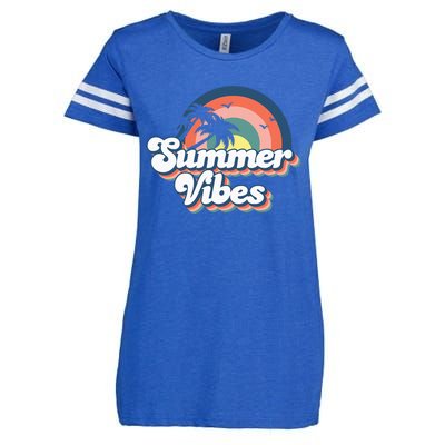 Retro Groovy Summer Vibes For Women Men Kids Summer Vacation Enza Ladies Jersey Football T-Shirt