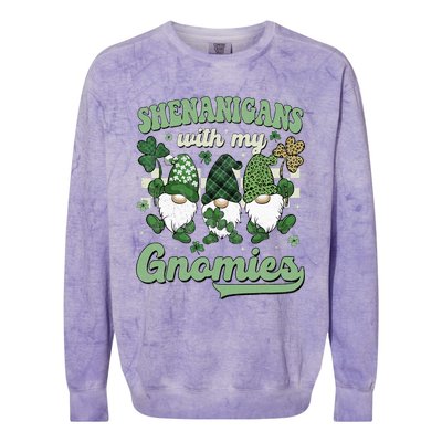 Retro Groovy St Patricks Day Shenanigans With My Gnomies Colorblast Crewneck Sweatshirt