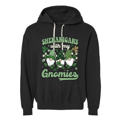 Retro Groovy St Patricks Day Shenanigans With My Gnomies Garment-Dyed Fleece Hoodie