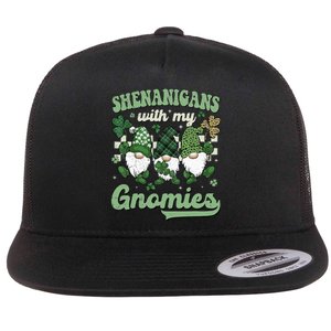 Retro Groovy St Patricks Day Shenanigans With My Gnomies Flat Bill Trucker Hat