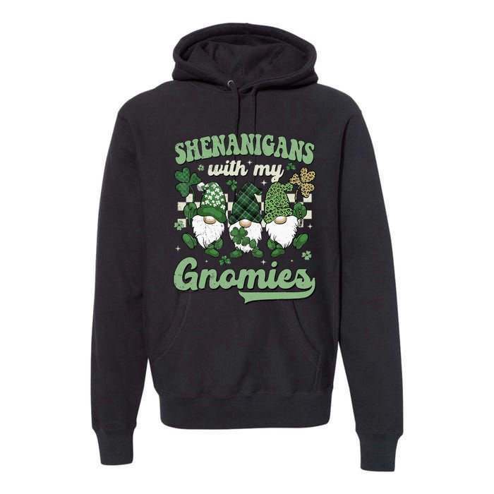 Retro Groovy St Patricks Day Shenanigans With My Gnomies Premium Hoodie