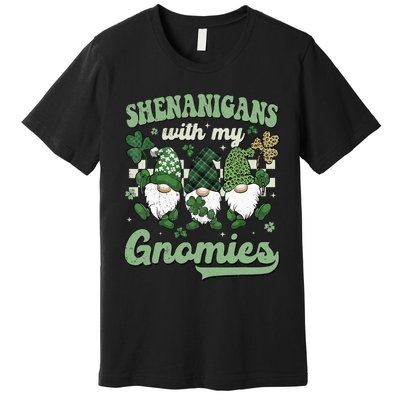 Retro Groovy St Patricks Day Shenanigans With My Gnomies Premium T-Shirt