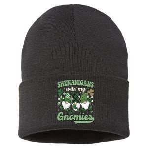 Retro Groovy St Patricks Day Shenanigans With My Gnomies Sustainable Knit Beanie