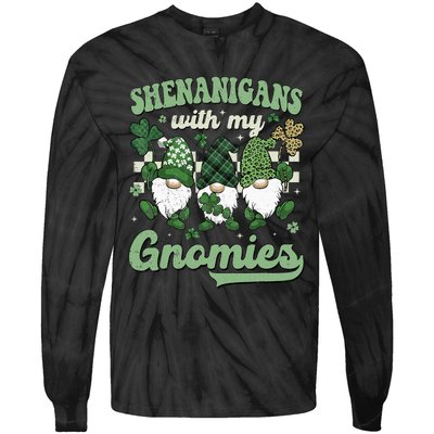 Retro Groovy St Patricks Day Shenanigans With My Gnomies Tie-Dye Long Sleeve Shirt