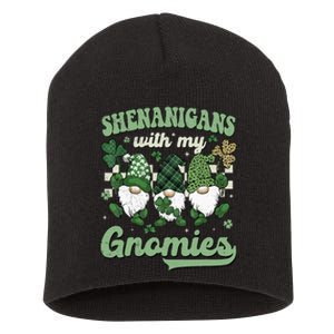 Retro Groovy St Patricks Day Shenanigans With My Gnomies Short Acrylic Beanie