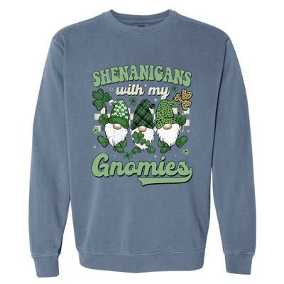 Retro Groovy St Patricks Day Shenanigans With My Gnomies Garment-Dyed Sweatshirt