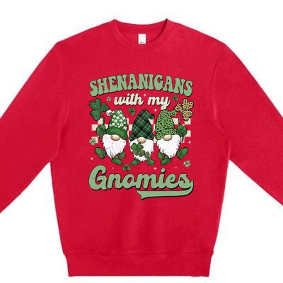 Retro Groovy St Patricks Day Shenanigans With My Gnomies Premium Crewneck Sweatshirt