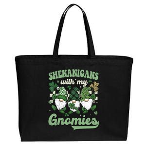 Retro Groovy St Patricks Day Shenanigans With My Gnomies Cotton Canvas Jumbo Tote