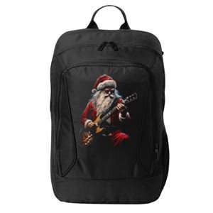 Rock Guitar Santa Claus Playing Guitar Funny Christmas Gift City Backpack