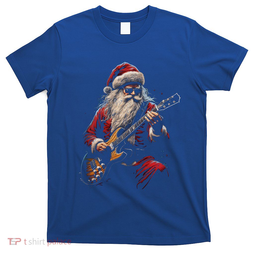 Rock Guitar Santa Claus Playing Guitar Funny Christmas Gift T-Shirt