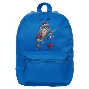 Rock Guitar Santa Claus Playing Guitar Funny Christmas Gift 16 in Basic Backpack