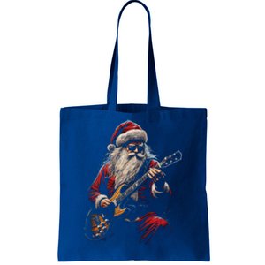 Rock Guitar Santa Claus Playing Guitar Funny Christmas Gift Tote Bag